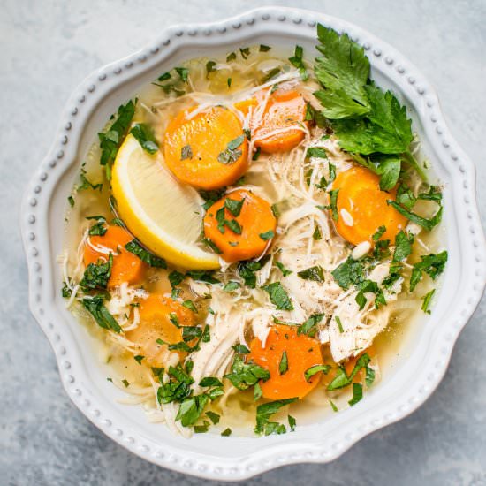 Crockpot Lemon Chicken Orzo Soup