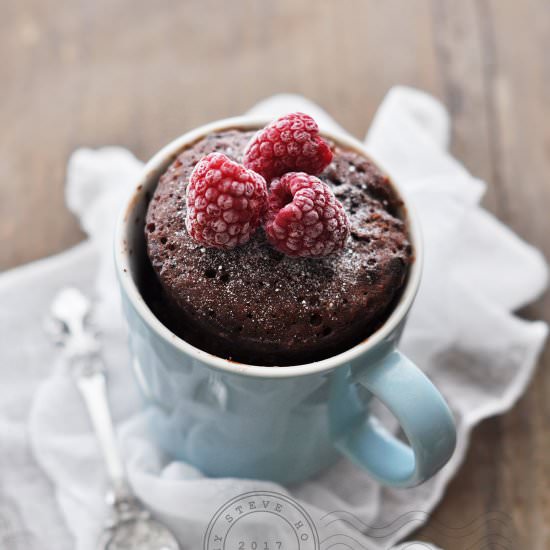 Chocolate Raspberries Mug Cake