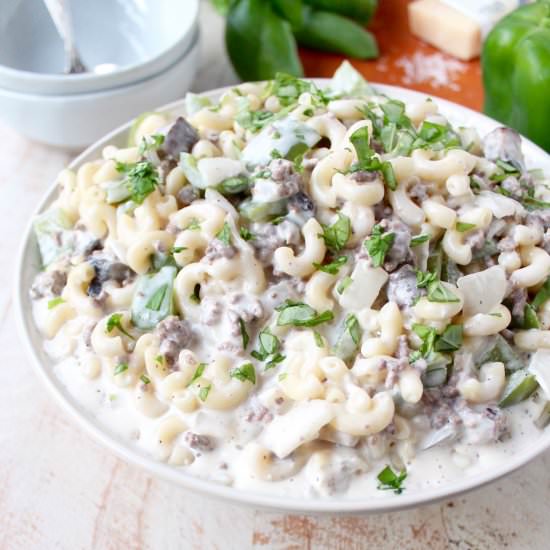 Philly Cheesesteak Mac & Cheese