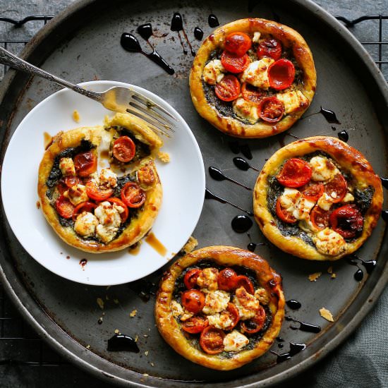 Mini tomato and chevin tarts