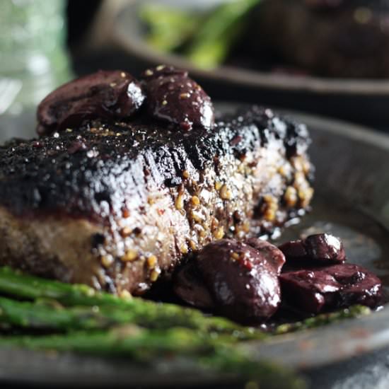 Cast Iron Filet Mignon + Mushrooms