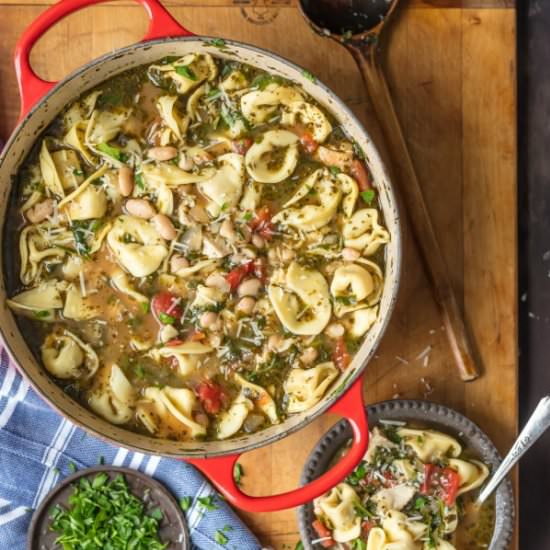 Pesto Chicken Tortellini Soup
