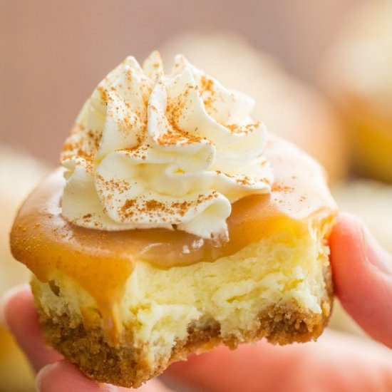 Mini Cheesecakes with Caramel Sauce