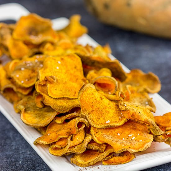 Spicy Baked Sweet Potato Chips