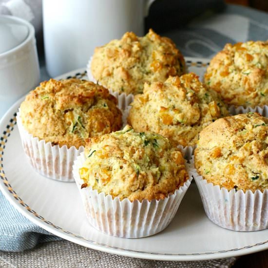 Zucchini and Roasted Corn Muffins