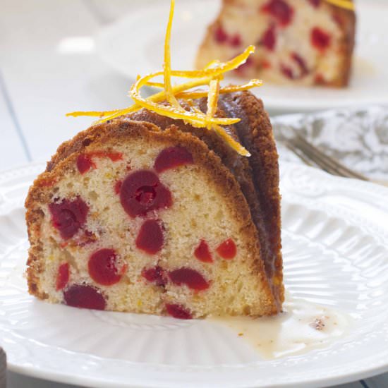Fluffy Orange Cherry Pound Cake