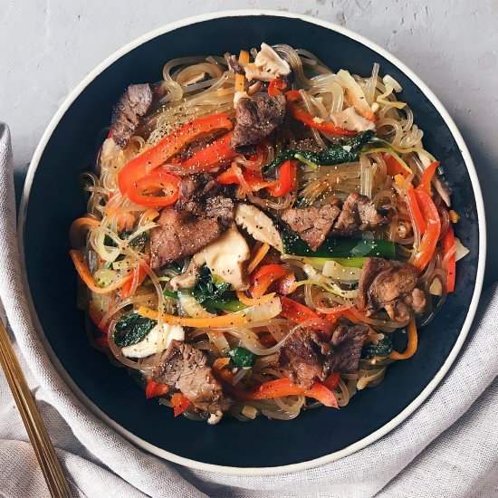 Japchae (Korean Glass Noodles)