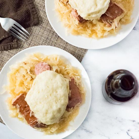 Slow Cooker Sauerkraut & Dumplings