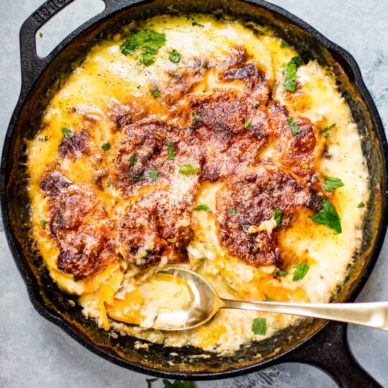 Cheesy Scalloped Sweet Potatoes