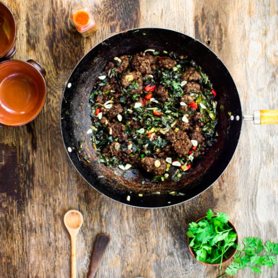 Refried Lentils with Shredded Kale