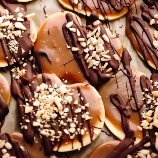 Vegan Chocolaty Caramel Apple Slice
