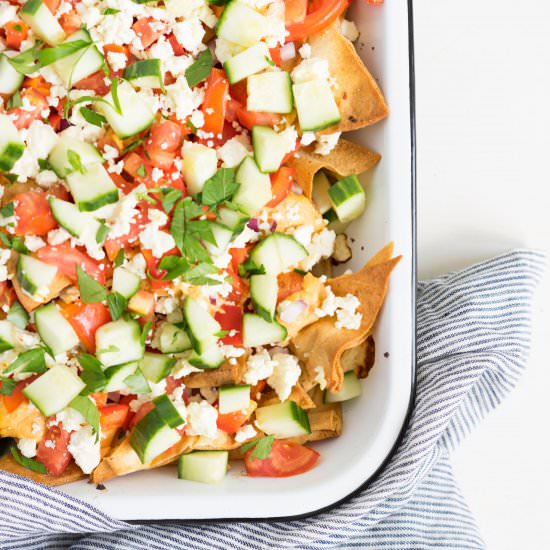 Greek Style Pita Bread Nachos