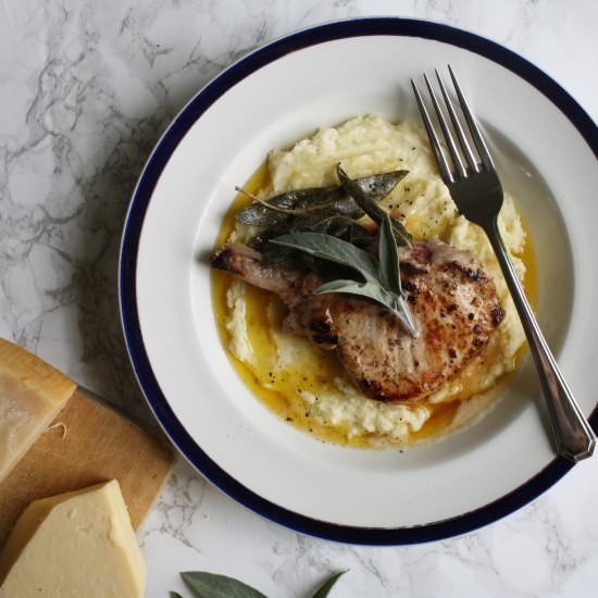 Pork chop with paremesan mash