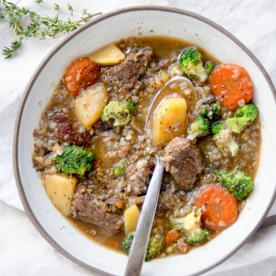 Beef Mushroom Soup with Buckwheat
