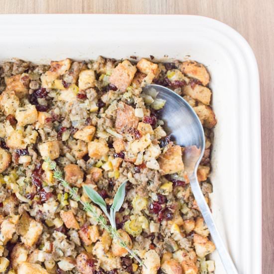 GF Sausage Apple Cranberry Stuffing