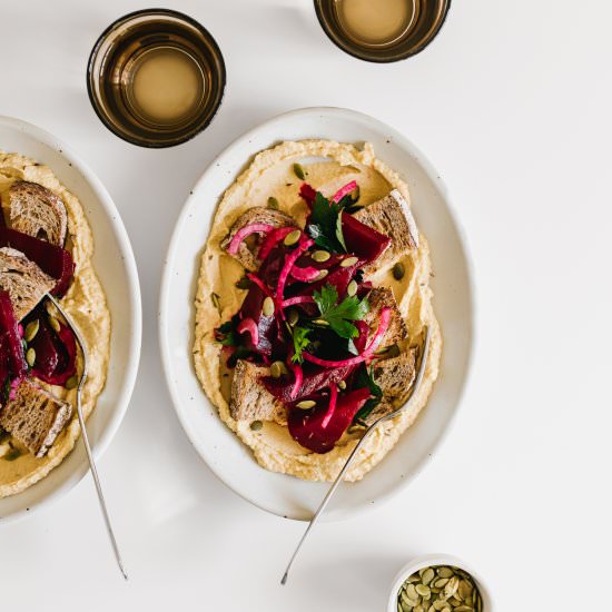 Beet Hummus & Marinated Salad