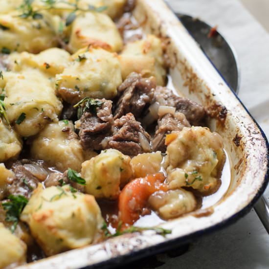 Beef with Horseradish Dumplings