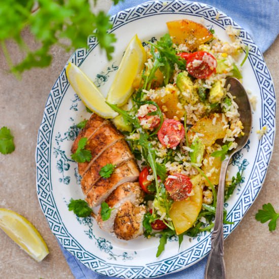 Salad with Grilled Pineapple and Chicken