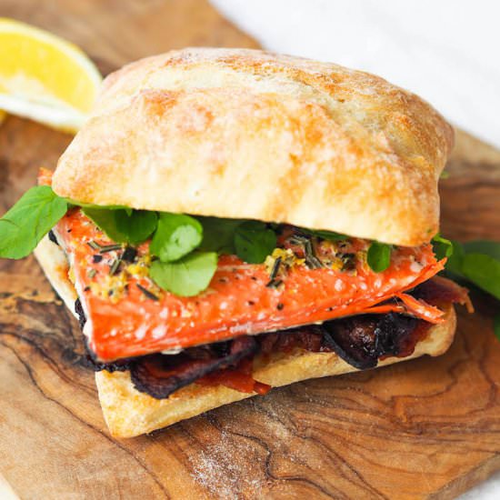 Salmon BLT with Tomato Jam