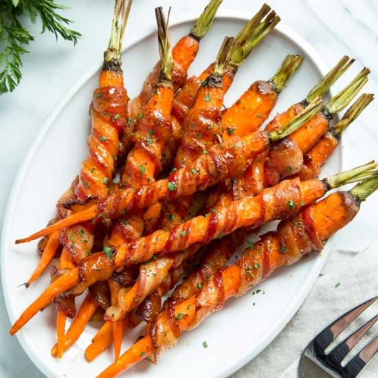 Sriracha Maple Bacon Wrapped Carrot