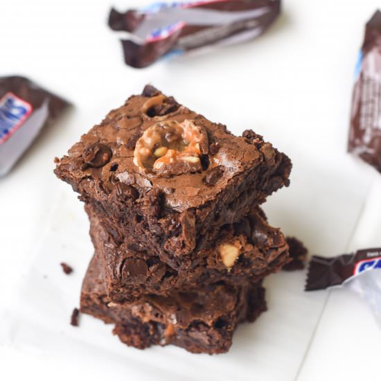 Double Chocolate Snickers Brownies