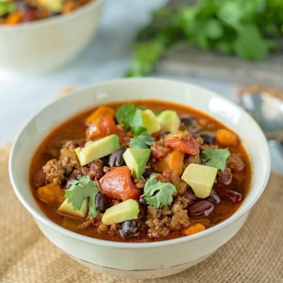 Slow cooker beef sweet potato chili