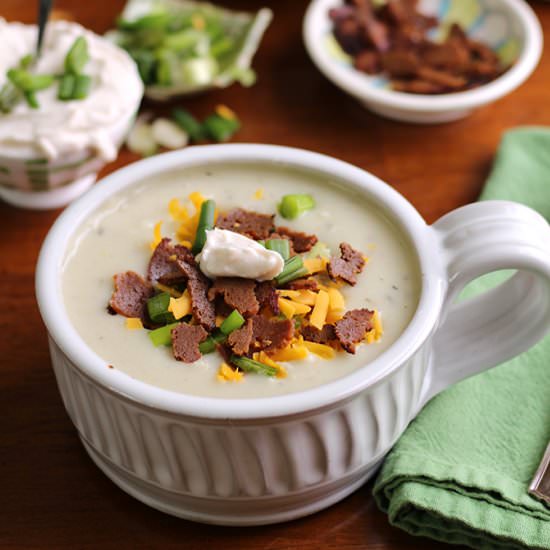 Loaded vegan baked potato soup