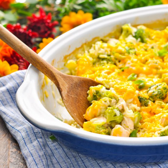 Dump-and-Bake Chicken Broccoli Rice