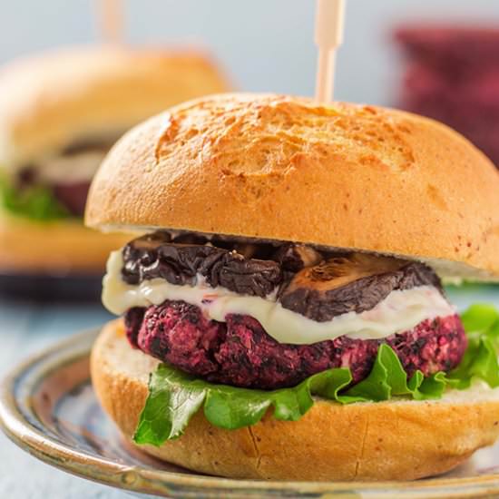 Beet Green Lentil Burgers