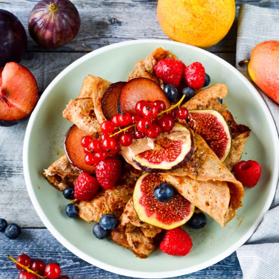 Cinnamon Crepes with PB & Fruits