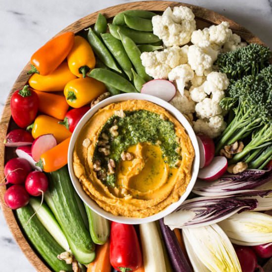 Sweet Potato Hummus with Kale Pesto