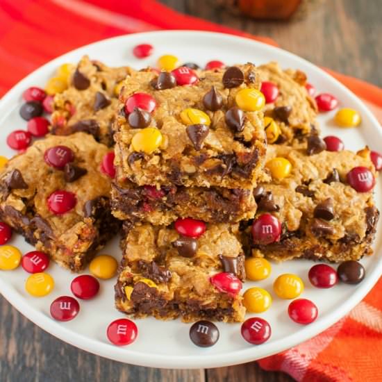 Chewy Pumpkin Monster Cookie Bars