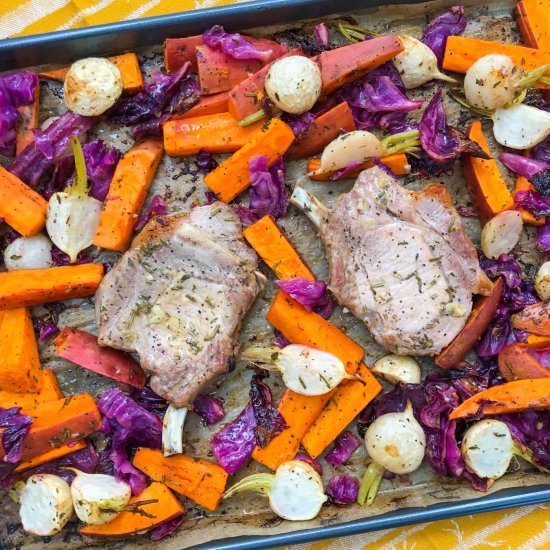 Sheet Pan Pork Chops and Veggies