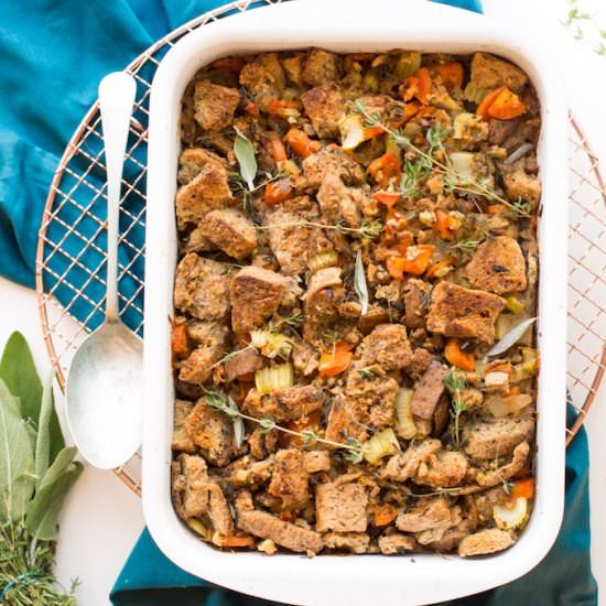 Vegan + Gluten Free Stuffing