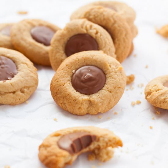 Malted Chocolate Thumbprint Cookies