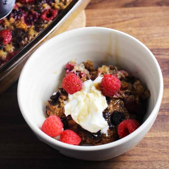 Raspberry Chocolate Baked Oatmeal