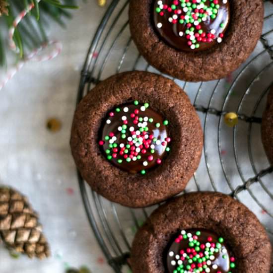 Chocolate thumbprint cookies