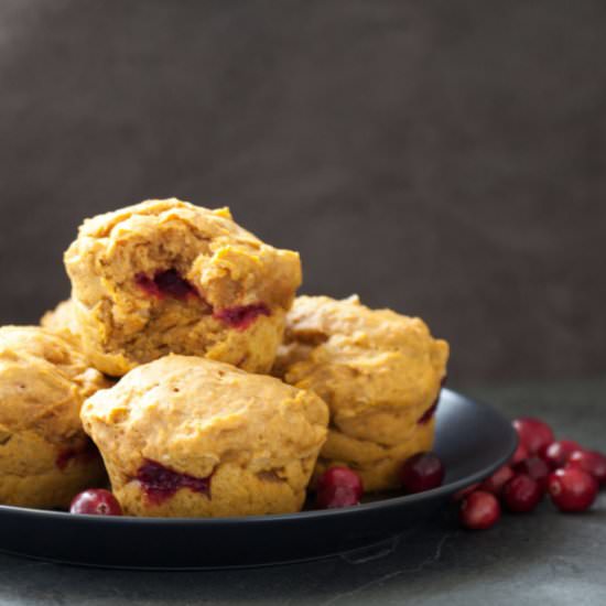 Vegan Pumpkin Cranberry Muffins
