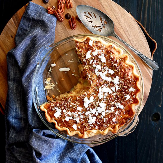 Chocolate Pecan Coconut Custard Pie