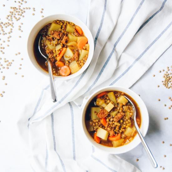Spicy Sausage Lentil Soup