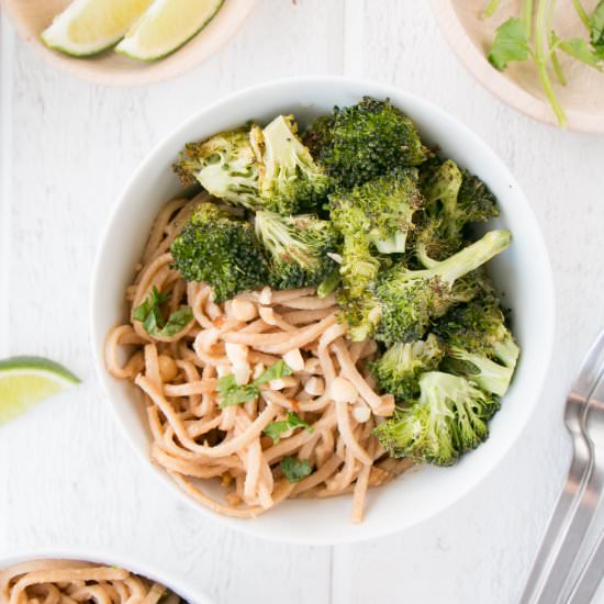 Garlicky Peanut Noodles w/ Broccoli