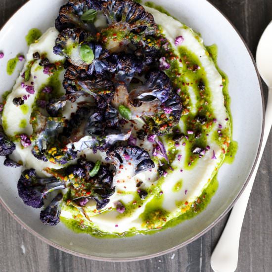 Cauliflower Steak over Puree