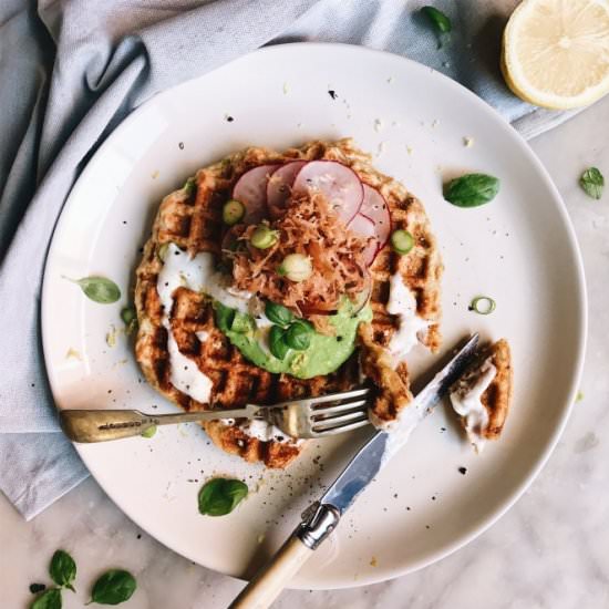 Potato Waffle, Pea, and Horseradish