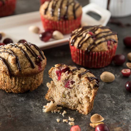 Banana Cranberry Pistachio Muffins