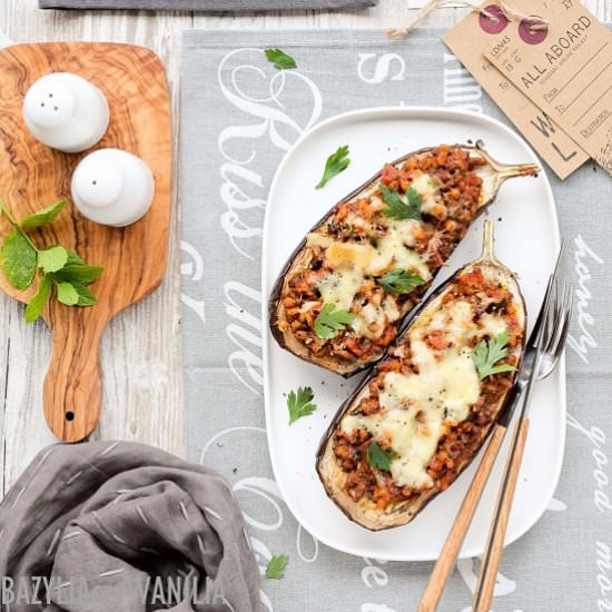 Eggplant stuffed with Lamb