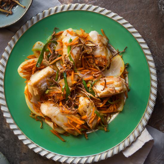 Cod Fish with Crispy Ginger