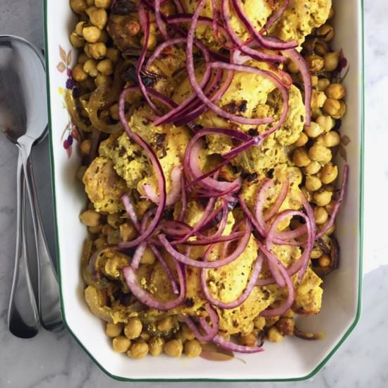 Sheet-Pan Chicken with Chickpeas
