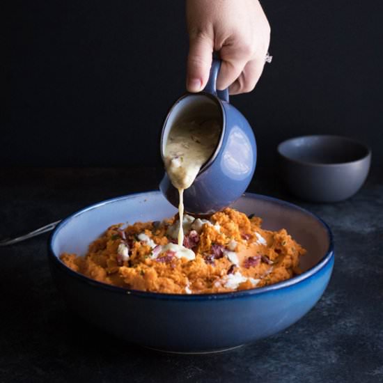 Mashed Sweet Potatoes Bacon Gravy