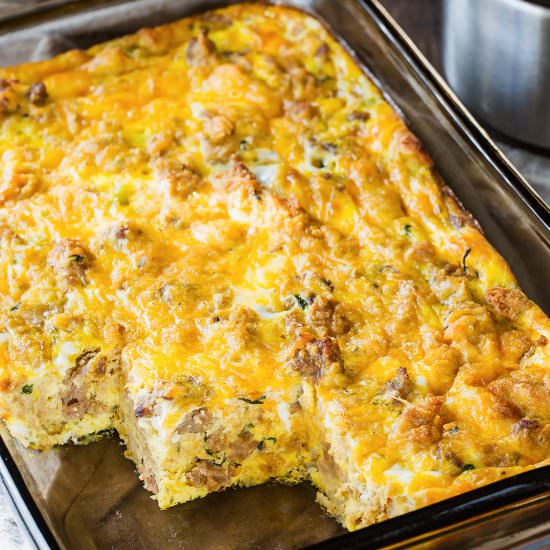 Leftover Stuffing Breakfast Cassero