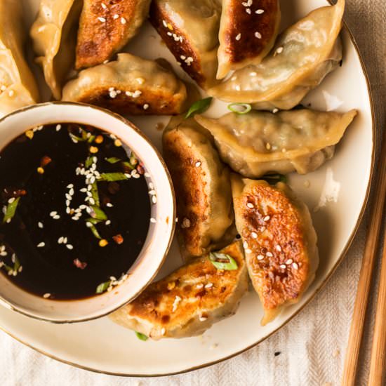 Mushrooms and Spinach Potstickers